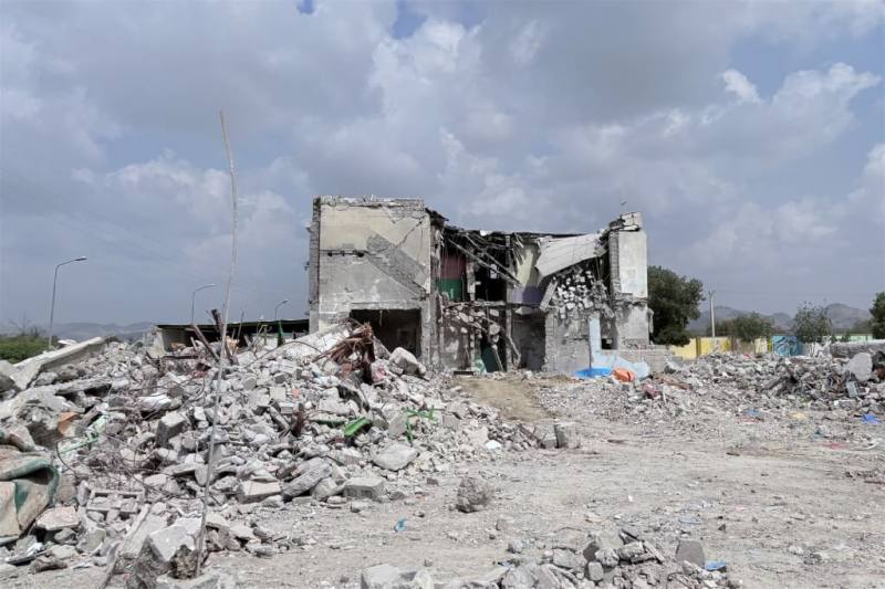 伊朗霍爾木茲甘省一所學校嚴重毀損。（安納杜魯新聞社）