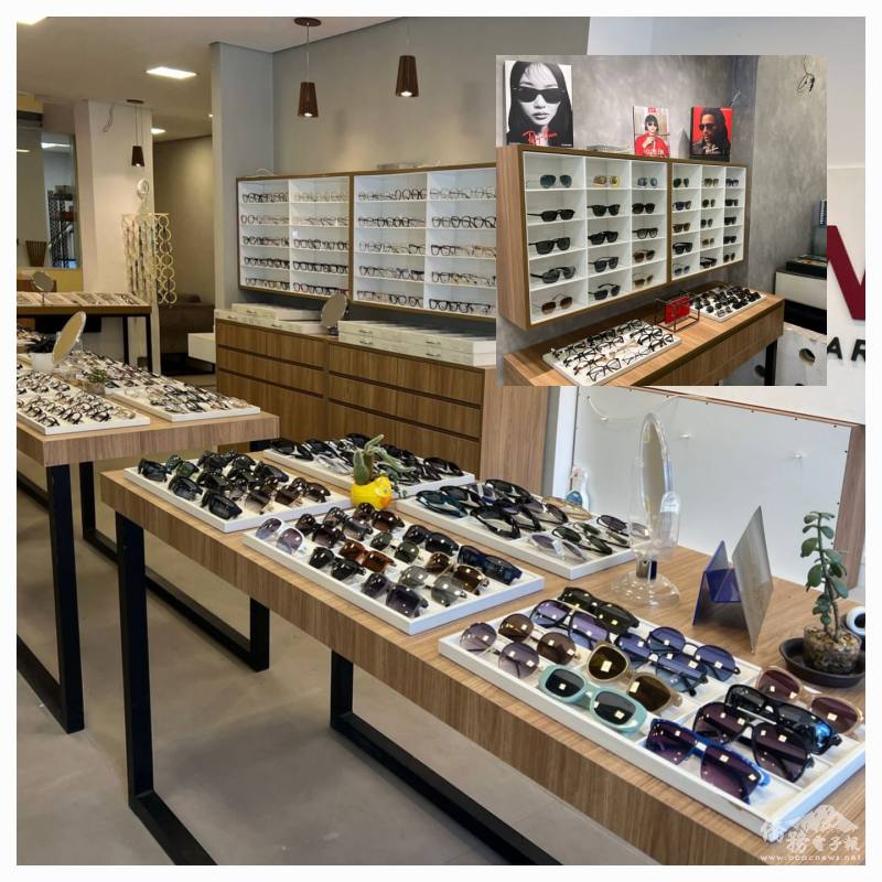 JIUNS櫥窗內的各式各樣眼鏡