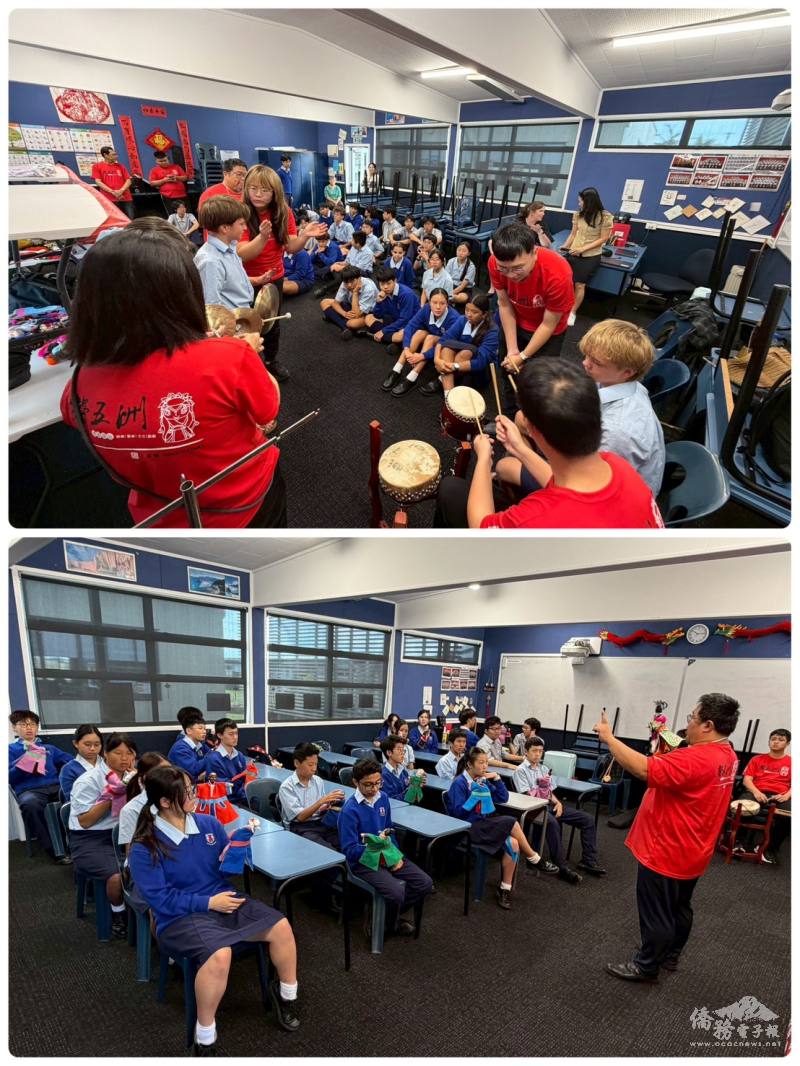 (上圖)東區主流高中學生即席演奏北管樂器；(下圖)學生操偶練習