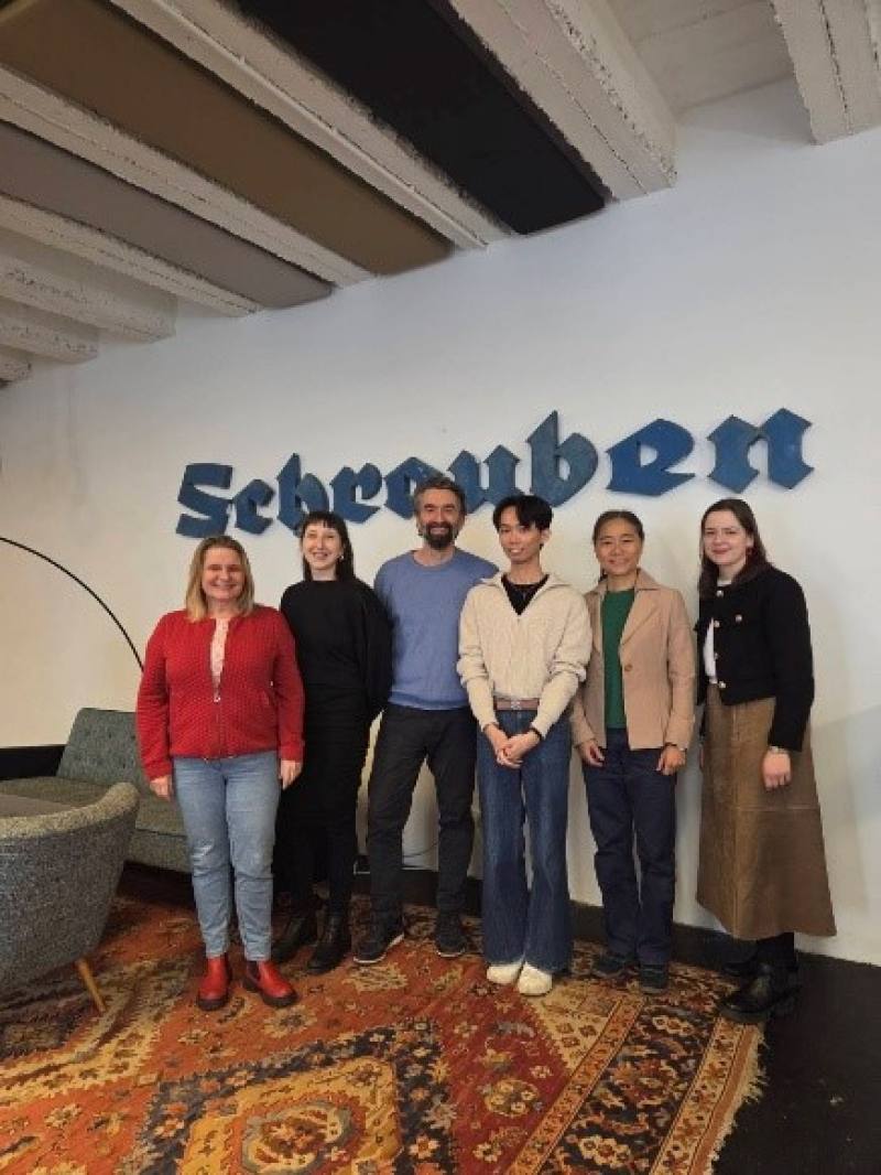 Ms. Birgit Klausser, Alena Brunner, Aleksandar Pavlovic, the intern, and Education Division personnel at BÖJI headquarters.