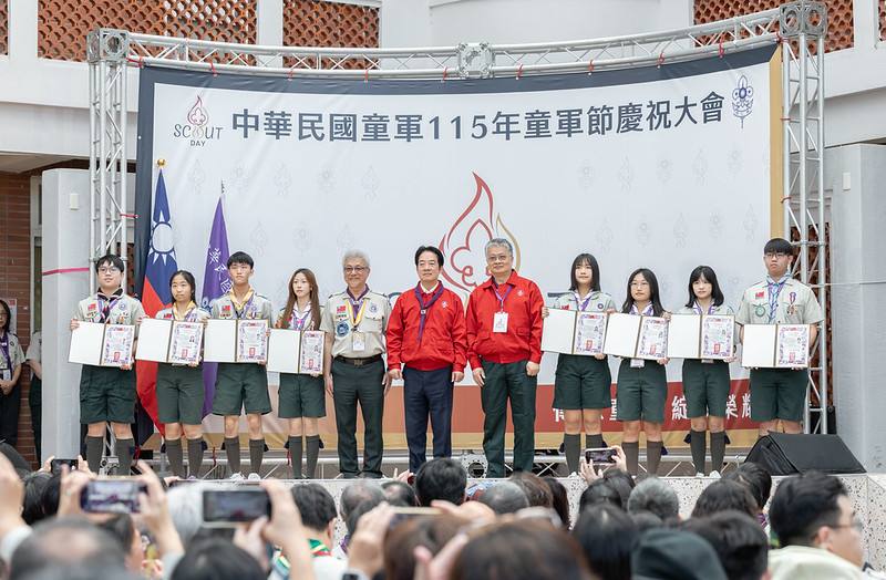 賴清德總統22日上午出席「115年全國童軍節慶祝大會」