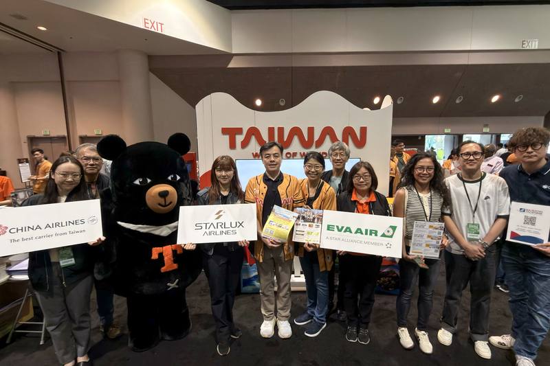 舊金山灣區旅遊冒險展21至22日在加州聖克拉拉會議中心登場，觀光署結合多家旅行業者共同參展，提供旅遊諮詢、行程建議與限時優惠。（觀光署提供）