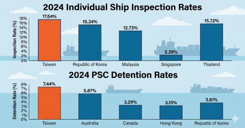 2025年Tokyo MOU公布年報我國PSC檢查率與留置率與其他國家比較.jpg