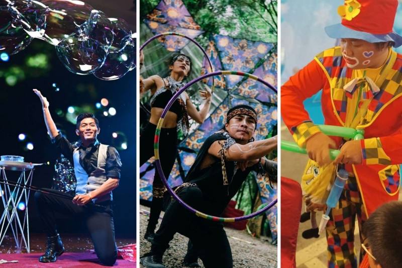 臺史博兒童節「表演圈圈」運用泡泡、氣球與圓環之舞多重「圈圈」意象，打造充滿驚喜和律動的演出。（臺史博提供）