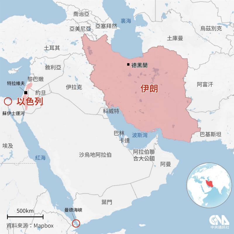 歐洲官員指出，伊朗正施壓「青年運動」準備針對紅海航運發動新一輪行動。（中央社製圖）