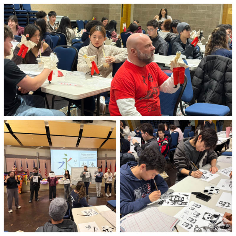 學生體驗臺灣民俗布袋戲及書法