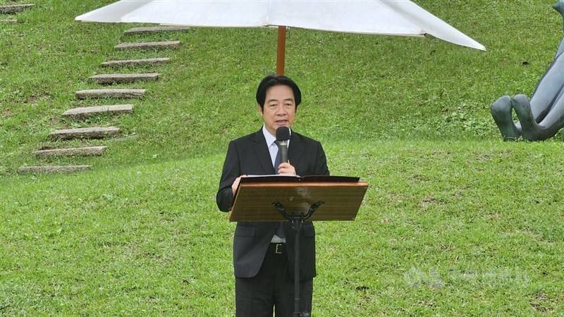 President Lai Ching-te speaks at a memorial marking the 37th anniversary of Nylon Cheng’s death in New Taipei on Tuesday.
