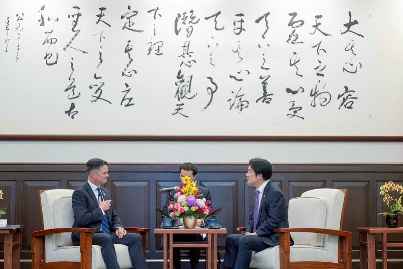 賴清德總統今7日下午接見美國聯邦眾院「共和黨研究委員會」國安任務小組主席諾恩（Zach Nunn）訪問團