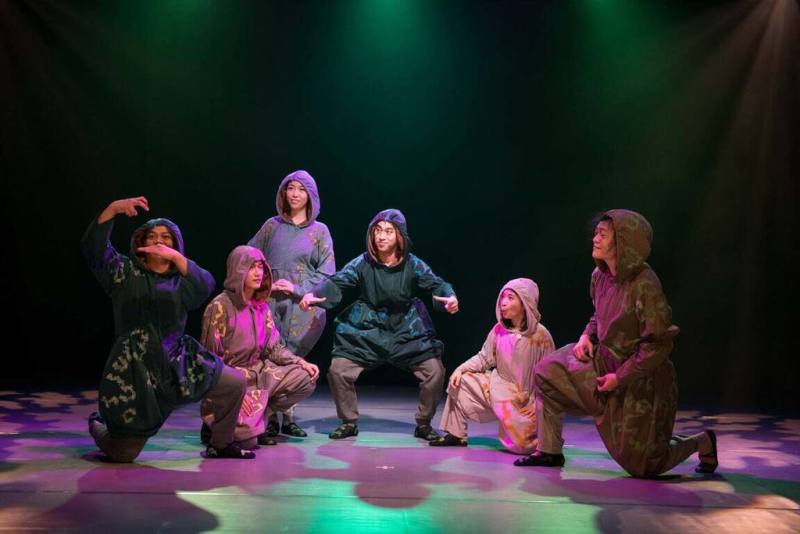 來自澳門的「足各藝術社」將帶著年度製作「伊索寓言 青蛙求王」首度與台灣觀眾見面。「青蛙求王」改編自伊索寓言，演出讓手語成舞展現戲劇張力，創造了非語言的感官溝通。（澳門足各藝術社提供）