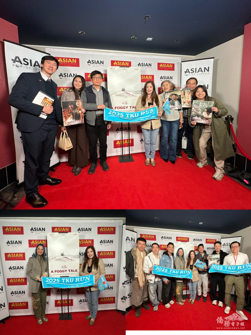 副領事孫鵬翔、會長李秀玲、會長盧秀琴及僑胞，與亞洲躍動影展創辦人兼執行長王曉菲合影