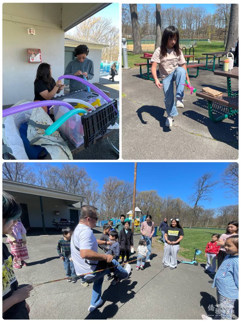 小朋友開心體驗沙包、毽子、陀螺、跳橡皮筋等臺灣古早味童玩，現場充滿歡笑聲