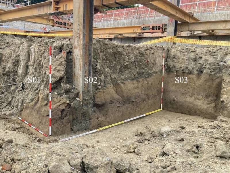 南科奇美醫院新建工程3月挖出史前文化遺留，考古團隊初判是大湖文化（3300~1800年前）遺物，已依文化資產保存法規定停工。（台南市政府提供）