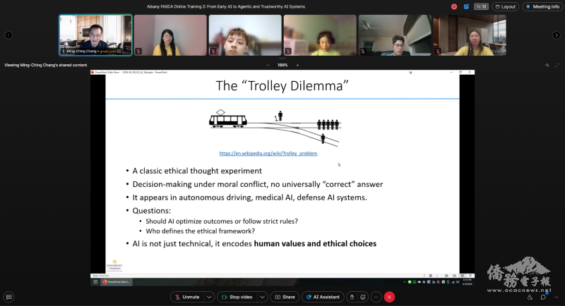 Professor Chang explains the complex arguments regarding AI in ethics and encourages students to think from all angles, further broadening their views on AI technology.