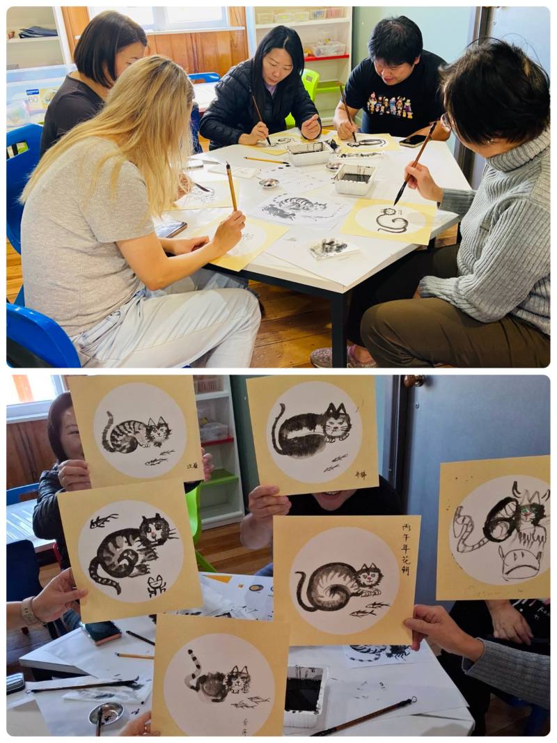 家長們也投入課程（上）、家長們的完成作品（下）