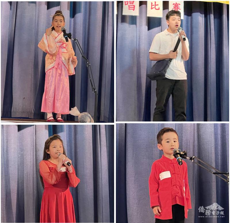 董昱澤(右上圖)挑戰〈天公仔〉，國臺語雙聲帶令觀眾驚艷；年紀最小的濱坂恆舜(右下圖)聲音清亮討喜