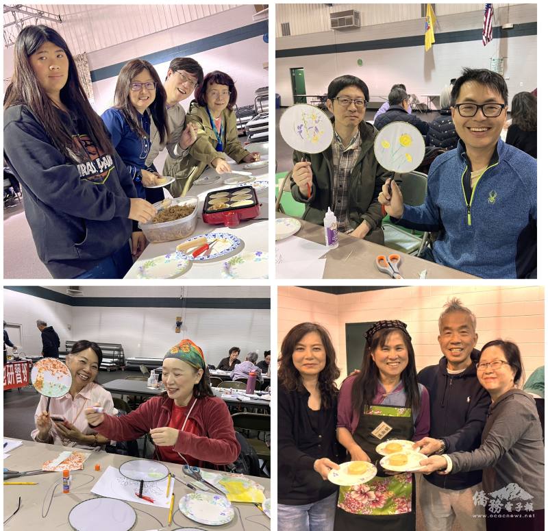 精美的宮廷扇撕畫(左下圖與右上圖)，學員發揮巧思完成創作