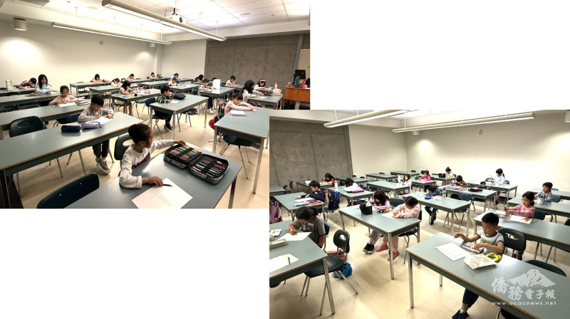 比賽現場，學生專注書寫展現學習成果