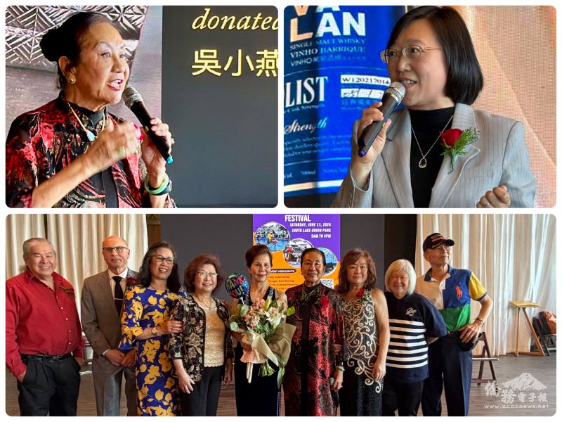 上圖由左至右分別為高雄市姐妹會會長吳小燕，及駐西雅圖辦事處處長林美呈，下圖為理事成員們
