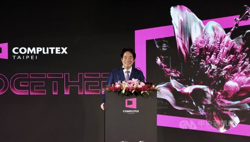 President Lai Ching-te delivers a speech Tuesday at the opening of Computex Taipei.