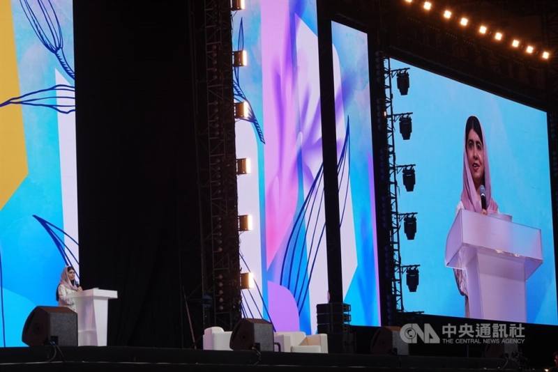 Malala Yousafzai speaks at the Rotary International Convention in Taipei on Tuesday. CNA photo June 16, 2026