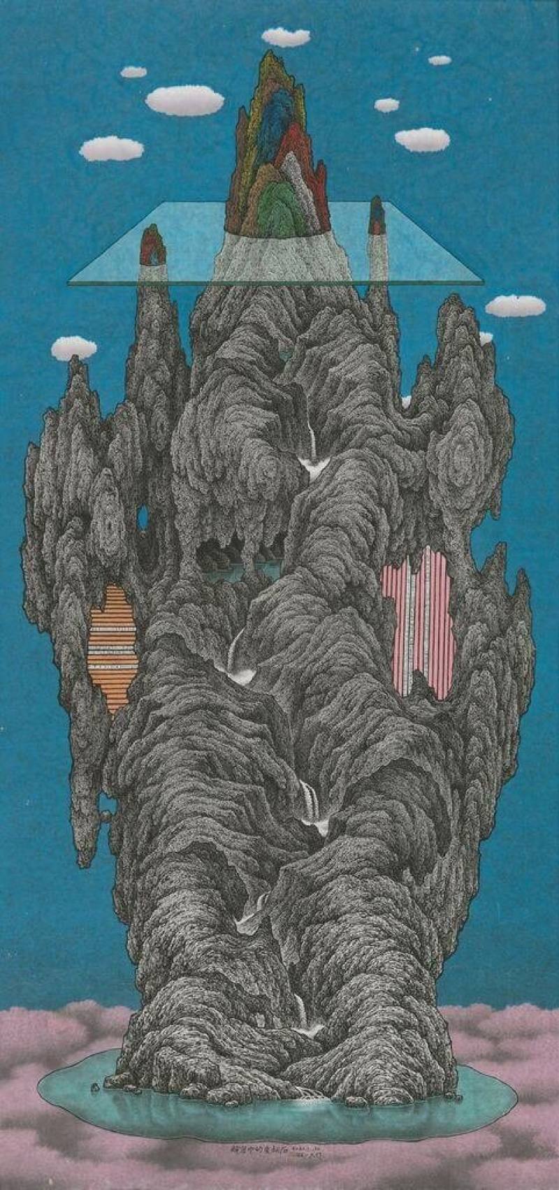 「石羽記：台灣當代藝術雙重奏」展覽將於西班牙馬德里皇家植物園展出，匯聚藝術家鄧卜君及劉文瑄作品。圖為藝術家鄧卜君作品「解密中的變相石」。（駐西文化組提供）