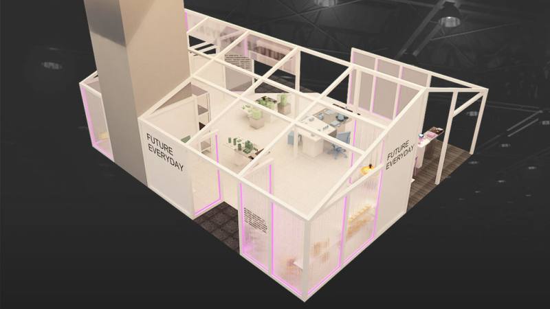 2026台灣文博會8月將在台北登場，今年品牌商展以「未來日常式Future Everyday」為題，集結5大趨勢主題，邀請國內外買家與民眾參與。圖為品牌商展區模擬圖。（文化部提供）