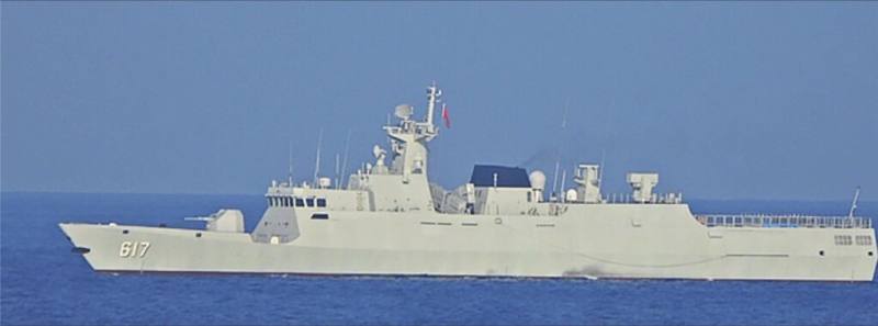 中共景德鎮軍艦（617）（圖）3日上午騷擾西南海域，國防部公布監控影像。（國防部提供）