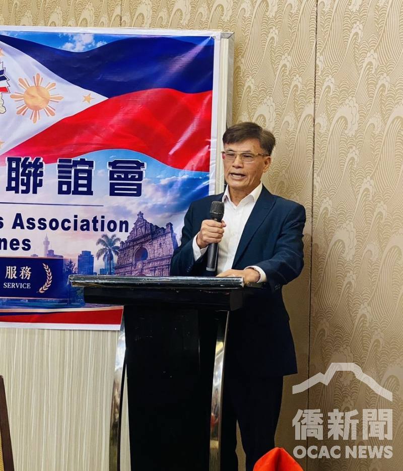 行政院政務顧問暨籌備會主任委員梁乙元說明成立菲律賓榮光聯誼會宗旨，期盼凝聚旅菲退除役軍人及榮民眷屬情誼，發揚榮光精神，服務僑社。