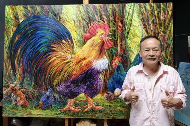 取得法國獨立沙龍國際會員及法國秋季沙龍國際會員資格的畫家陳明順（圖），在故鄉嘉義推廣兒童美術，協助弱勢兒童學習繪畫。（陳明順提供）