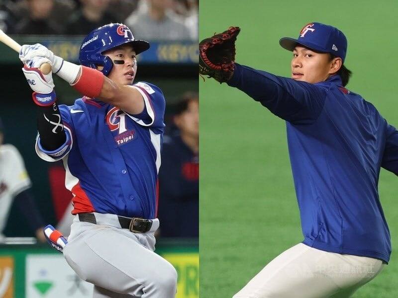 Boston Red Sox infielder Cheng Tsung-che (left) and Nippon Professional Baseball pitcher Hsu Jo-hsi (right). CNA file photo