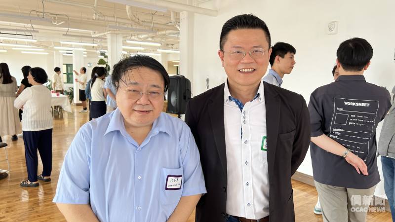 中央研究院院士沈家寧（左）與馬偕醫學大學教授許益超（右）率團訪波士頓。