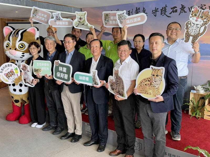 農業部林業及自然保育署南投分署、農業部生物多樣性研究所、日月潭涵碧樓酒店12日在涵碧樓舉辦「從農地到餐桌，守護石虎回家的路」友善石虎農作週記者會，籲各界一起做好保育。