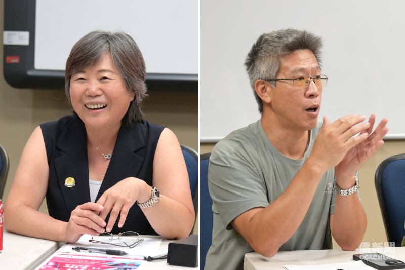 芝加哥臺美商會會長蘇琪雯 (左) 及商會秘書長林猷長 (右) 分享籌劃情況。