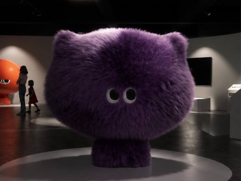 文化部9月將在空總國家文化基地推出「a-We台灣主題特展：a～～～Wemoji！」，呈現文化外交大使a-We的5款全新形態。圖為展場示意圖。（文化部提供）