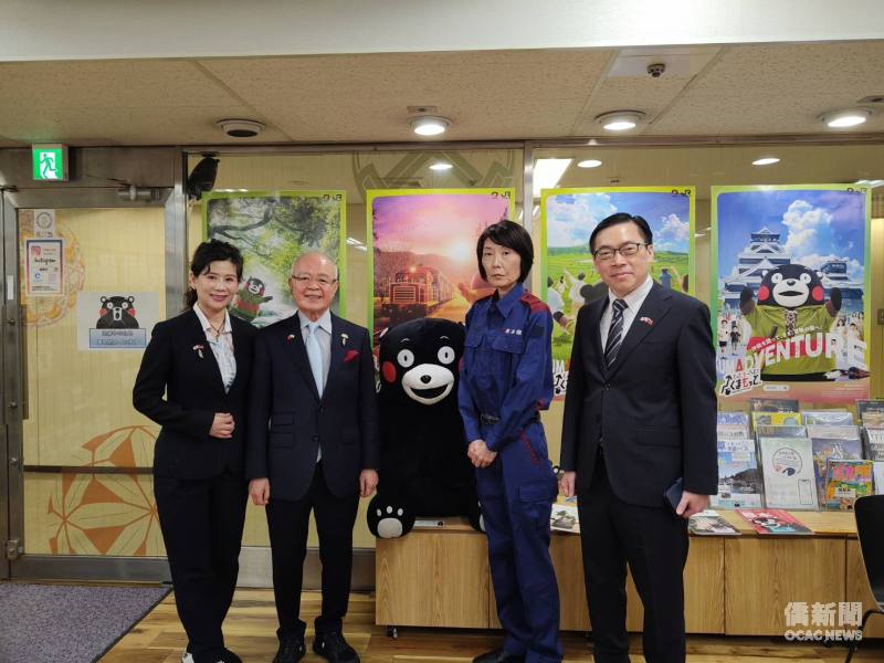 左起僑務促進委員林伊曼、陳天隆、山田純子及駐大阪辦事處處長范振國。