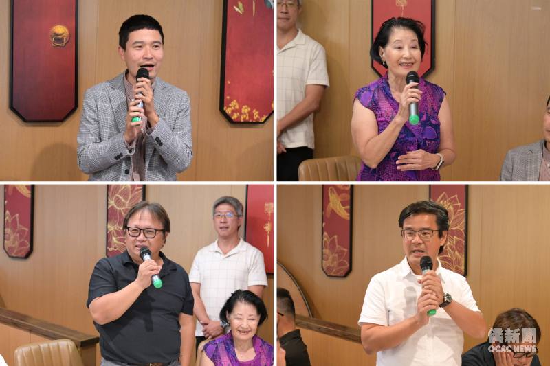 文教中心主任雷棋 (左上) 、三位僑務委員徐曙明 (右上) 、邱垂洸 (左下) 及林俊光 (右下) 致詞