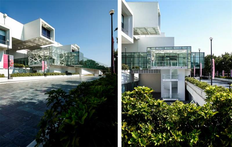 台北市立美術館
台北市立美術館南（西）向入口增建，以管狀結構與玻璃帷幕延續原建築語彙，並透過通透的立面與周邊綠意相互呼應。（竹間聯合建築師事務所提供，李國民攝）