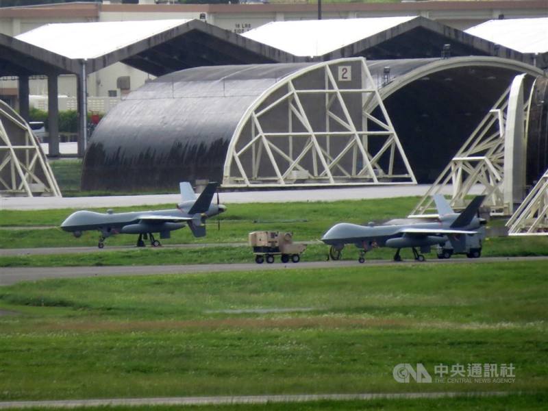 圖為沖繩嘉手納基地的美軍MQ-9攻擊無人機。