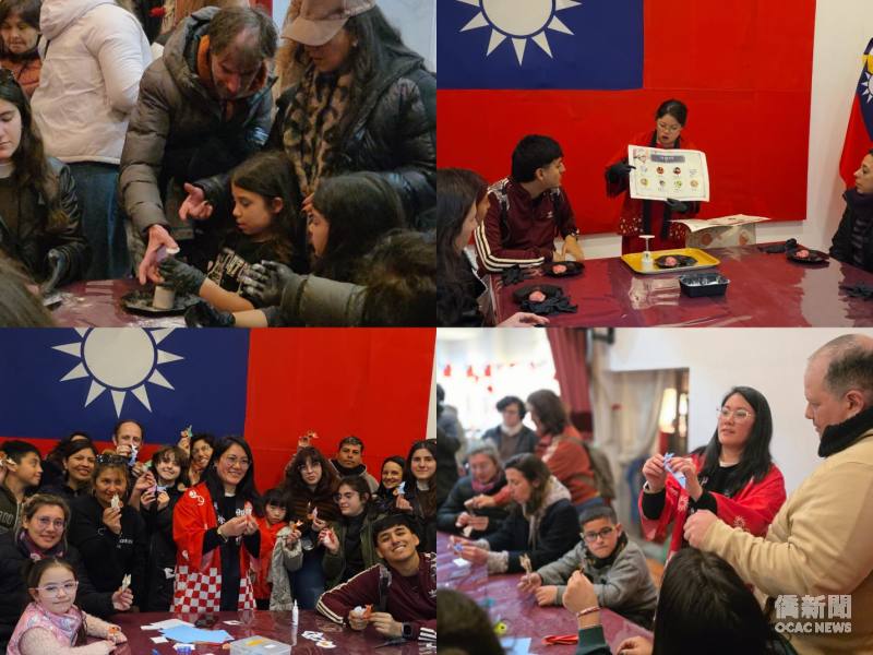 中秋美食文化展安排多項文化體驗，吸引阿根廷民眾排隊親手製作月餅、摺紙兔，大家一邊動手、一邊交流，現場歡笑聲不斷