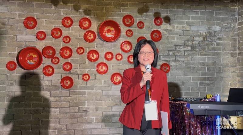 賴麗瑩於「Taiwan Night臺灣之夜」現場致詞，肯定青年交流與臺灣文化推廣成果