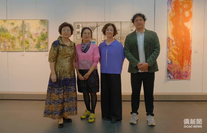 臺灣藝術家跨海來澳參展(左起策展人陳秋燕、藝術家陳美祝、陳惠敏與黃鈿凱)。