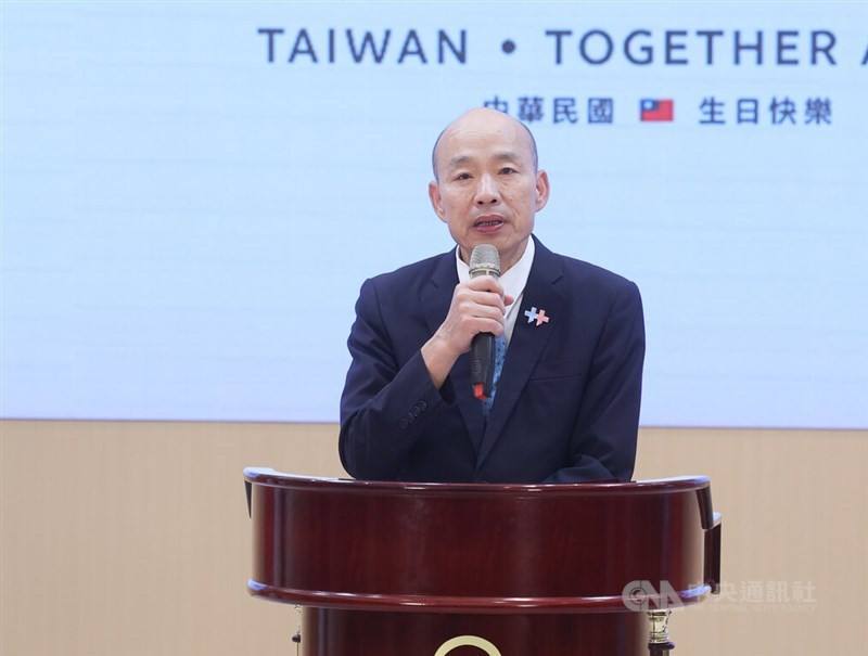 Legislative Speaker Han Kuo-yu speaks at a National Day press conference on Friday as the chairman of the National Day Preparatory Committee. CNA photo Oct. 2, 2026