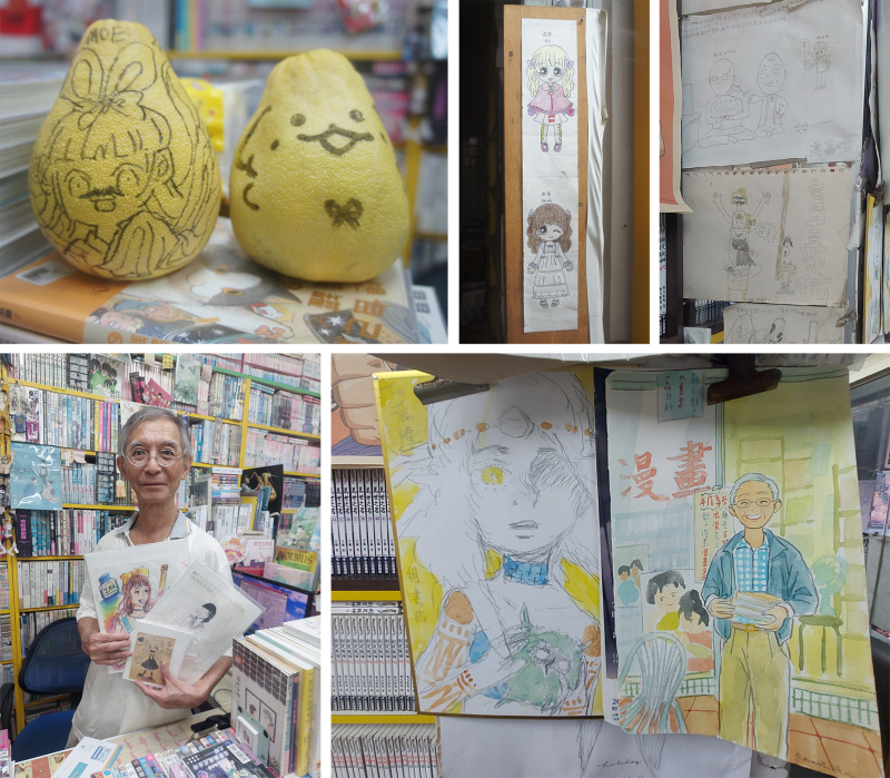 萬隆21號租書店值得細細探尋的看點，或許不只是架上的漫畫，也包括十多年來作為安靜陪伴的回禮，一代代大小讀者的贈圖，或隨意或（超級）認真，都被麥可周順手張貼在店裡各個角落。說不定將來這些作畫者裡頭會冒出新一代的漫畫家？圖片提供／丁名慶