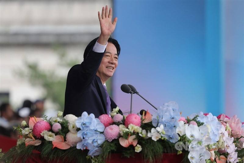 President Lai Ching-te delivers his National Day address outside the Presidential Office in Taipei on Saturday. CNA photo Oct. 10, 2026