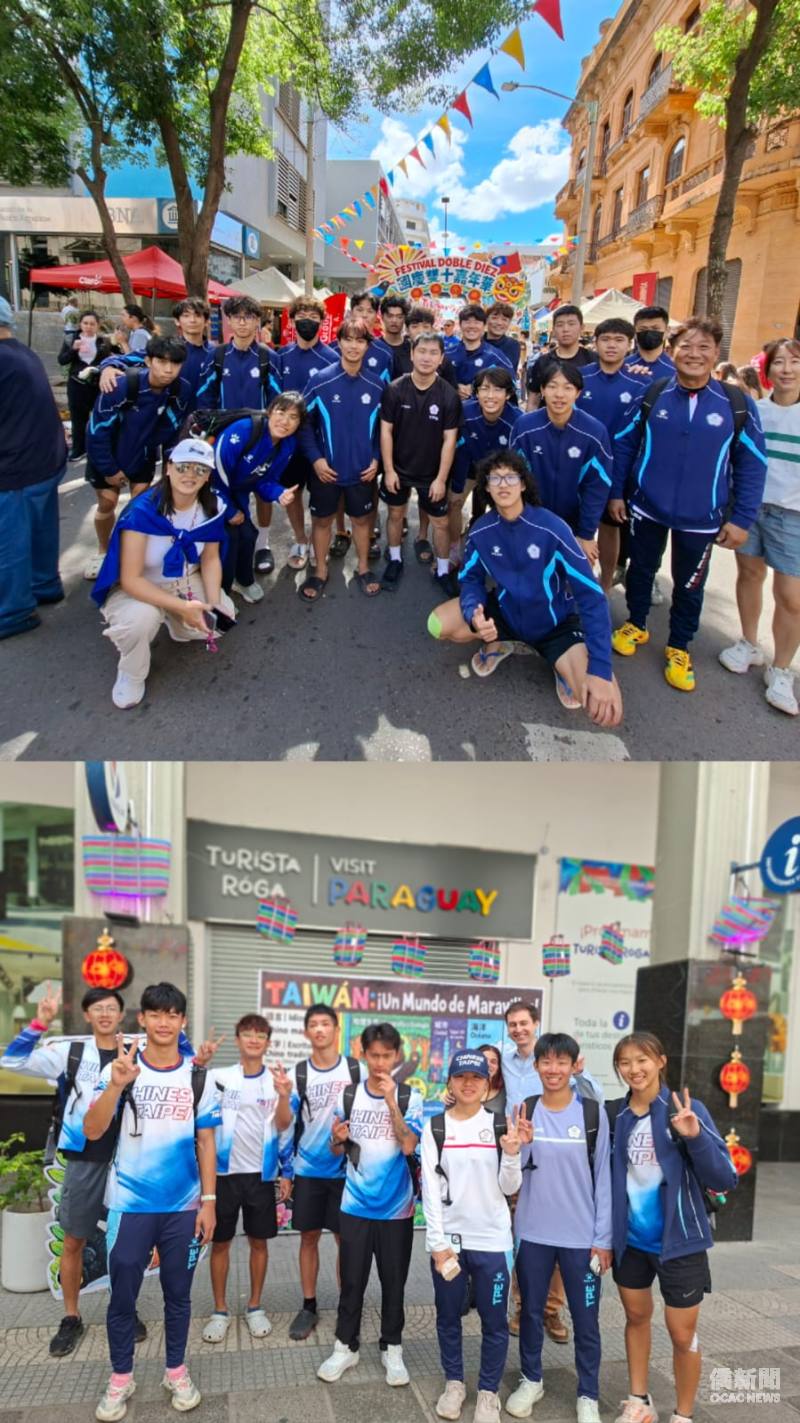 2026世界滑輪運動會中華臺北代表隊選手與團隊成員於「雙十嘉年華園遊會」留影。