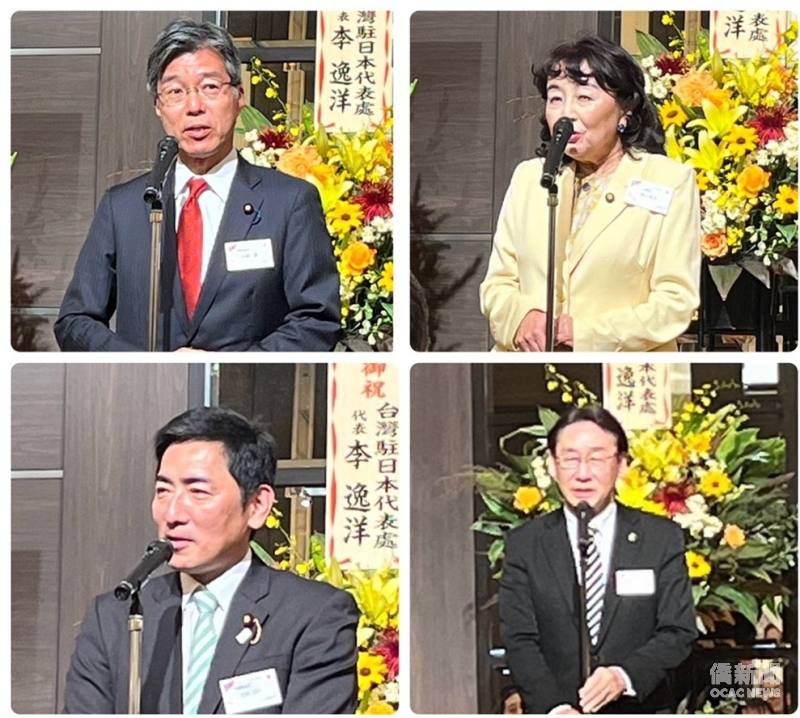 眾議院議員田嶋要(左上)參議院議員臼井正一(左下)參議院議員猪口邦子(右上)千葉縣市川市長田中甲(右下)