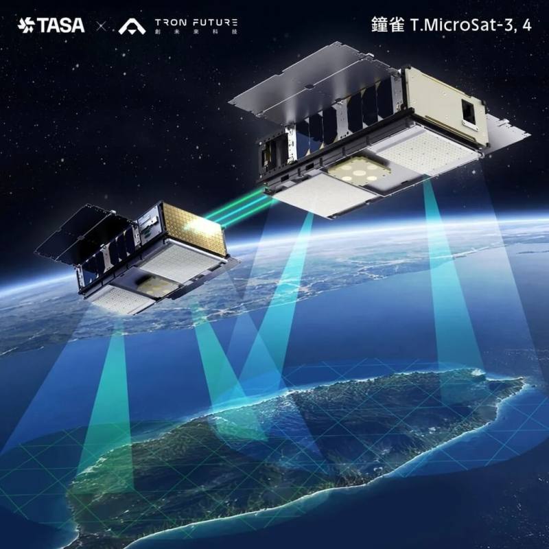 國家太空中心（TASA）21日表示，「新創追星計畫」持續推進，第3批2顆由國內廠商創未來科技研製的8U立方衛星「鐘雀3號」、「鐘雀4號」，於台灣時間20日晚間7時04分，搭乘SpaceX Bandwagon-5中傾角軌道共乘任務升空。（TASA提供）